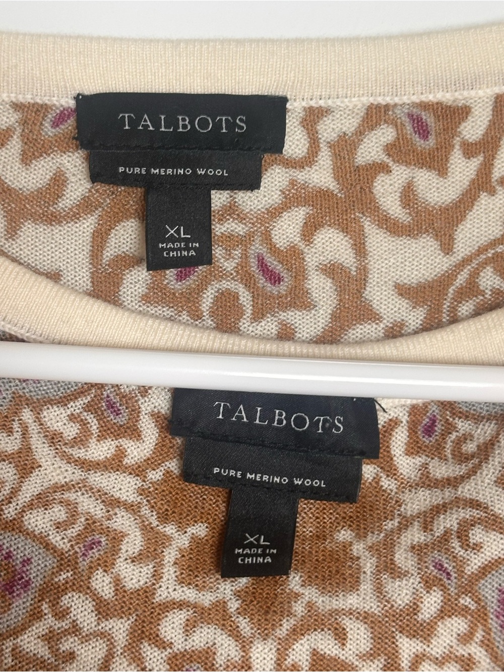 Talbots Cream, Brown & Rust Paisley Button-Front Cardigan - Picture 5 of 5